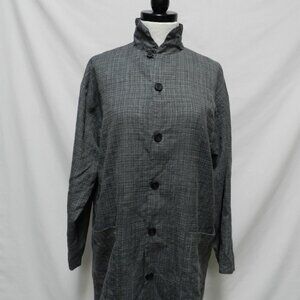 Eskandar Linen top blazer cover-up gray grey button relaxed Size Sz 1 or 10 12